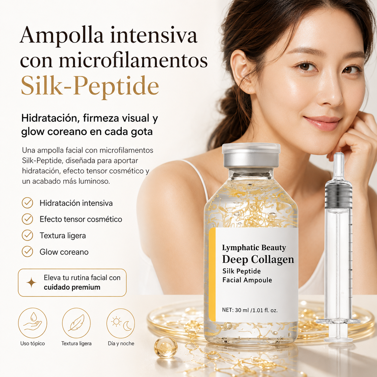 SilkLift Peptide™ - Ampolla coreana de seda y péptidos para una piel más firme, hidratada y luminosa