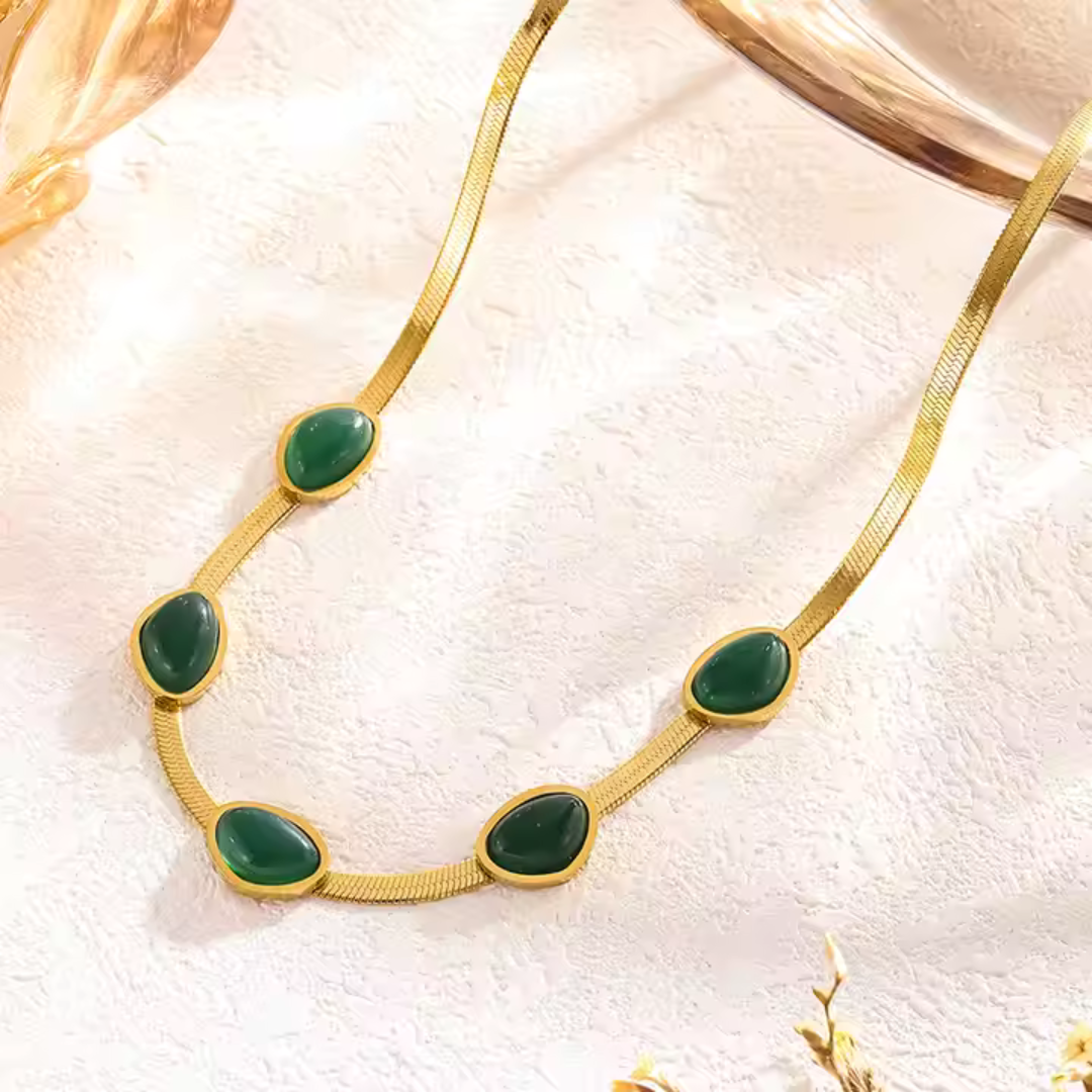 COLECCIÓN DE 3 PIEZAS DE ESMERALDA DE LUJO: COLLAR, PULSERA Y ARETES 💖