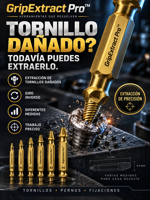 GripExtract Pro™ - Extractor Profesional de Tornillos y Pernos Rotos