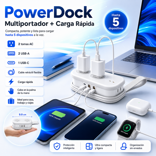⚡ PowerDock™ – Potencia MultiPuerto + Carga Rápida⚡