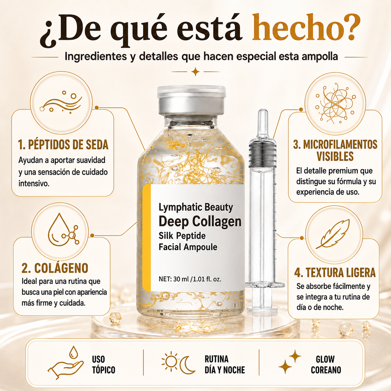 SilkLift Peptide™ - Ampolla coreana de seda y péptidos para una piel más firme, hidratada y luminosa