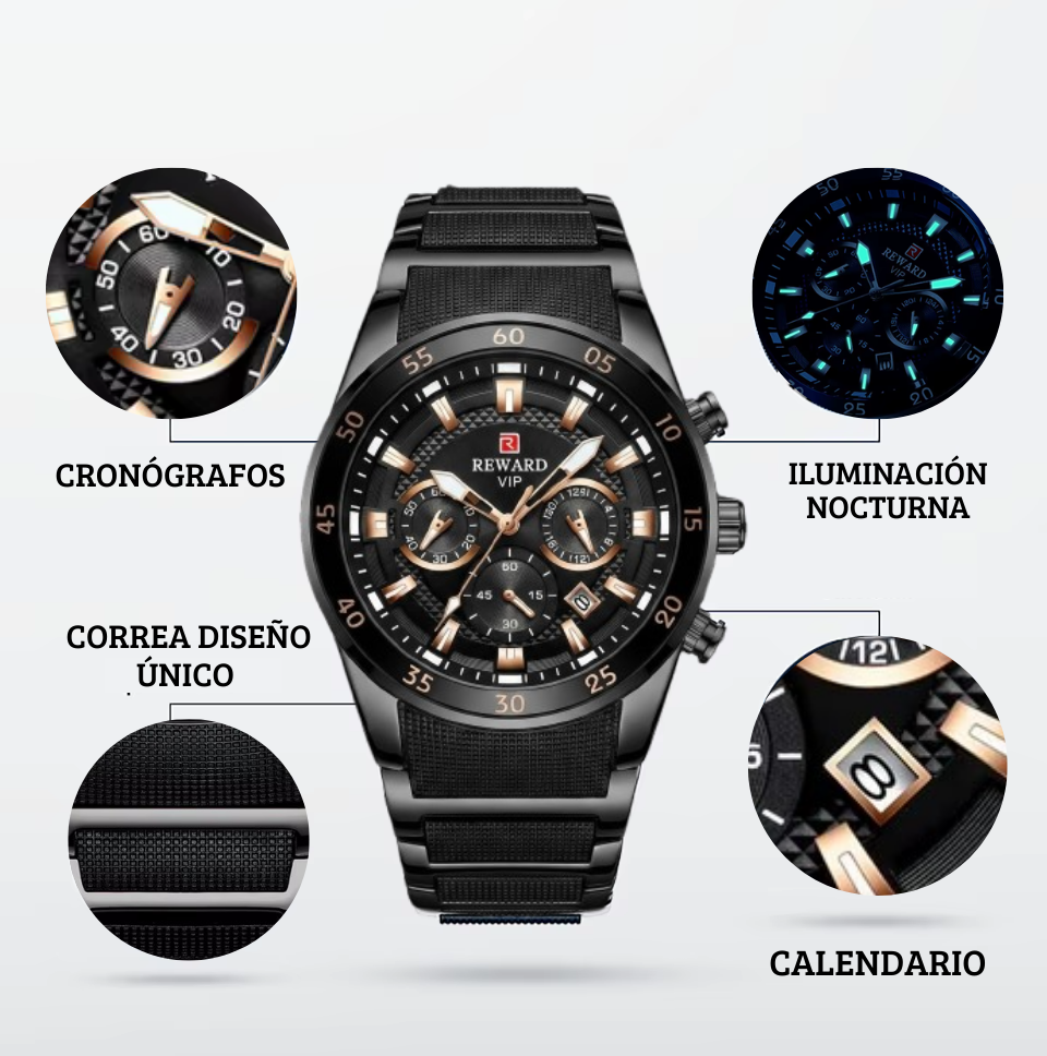 RELOJ DE LUJO REWARD BLACK VIP