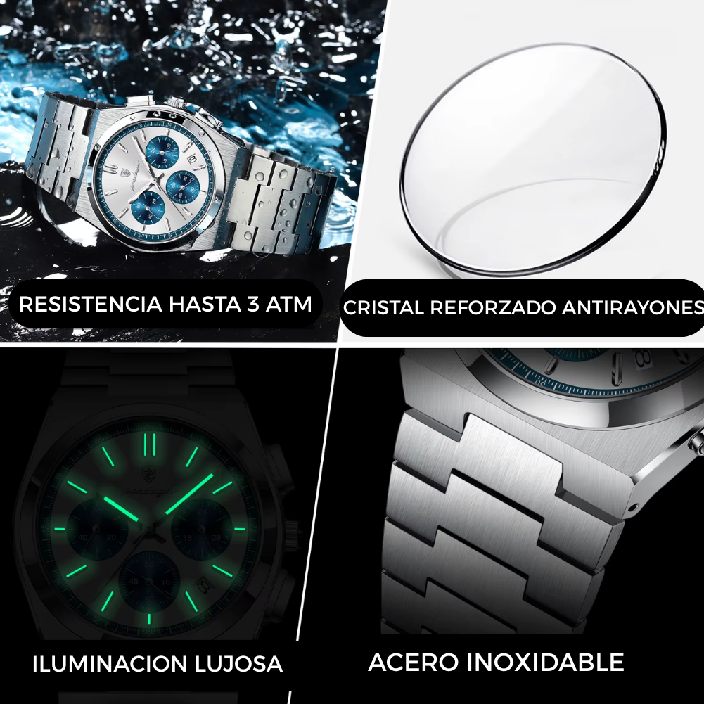 🔱RELOJ DE LUJO POEDAGAR TITANIUM BLANCO💎