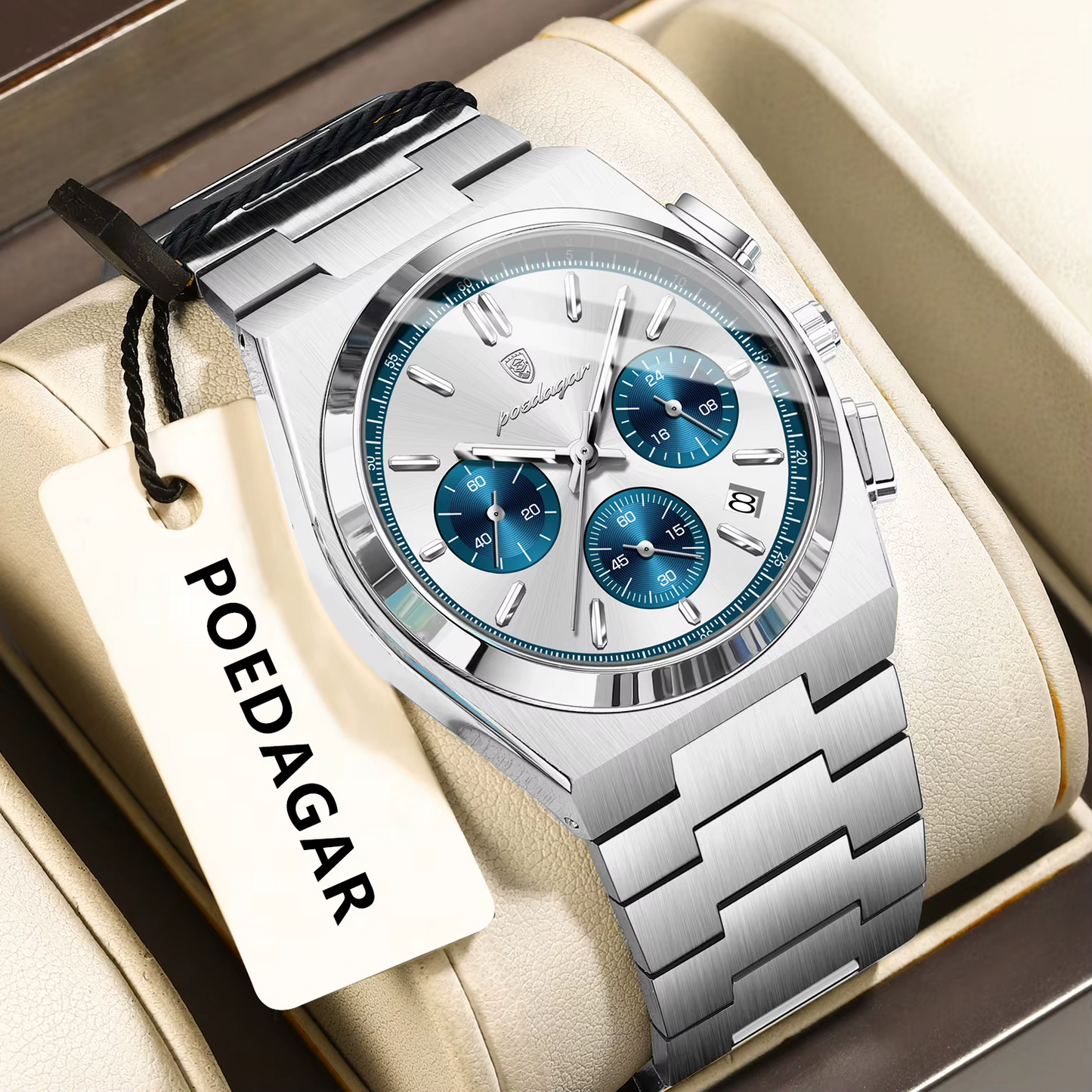 🔱RELOJ DE LUJO POEDAGAR TITANIUM BLANCO💎