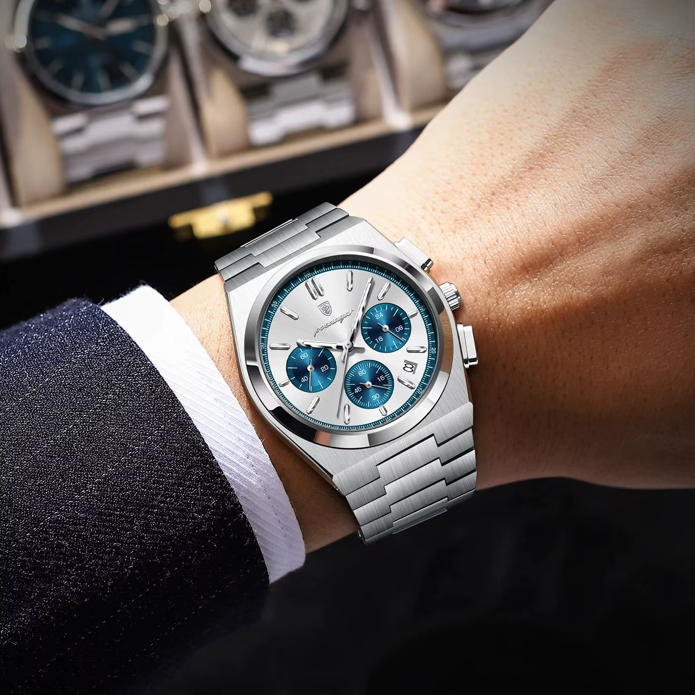 🔱RELOJ DE LUJO POEDAGAR TITANIUM BLANCO💎