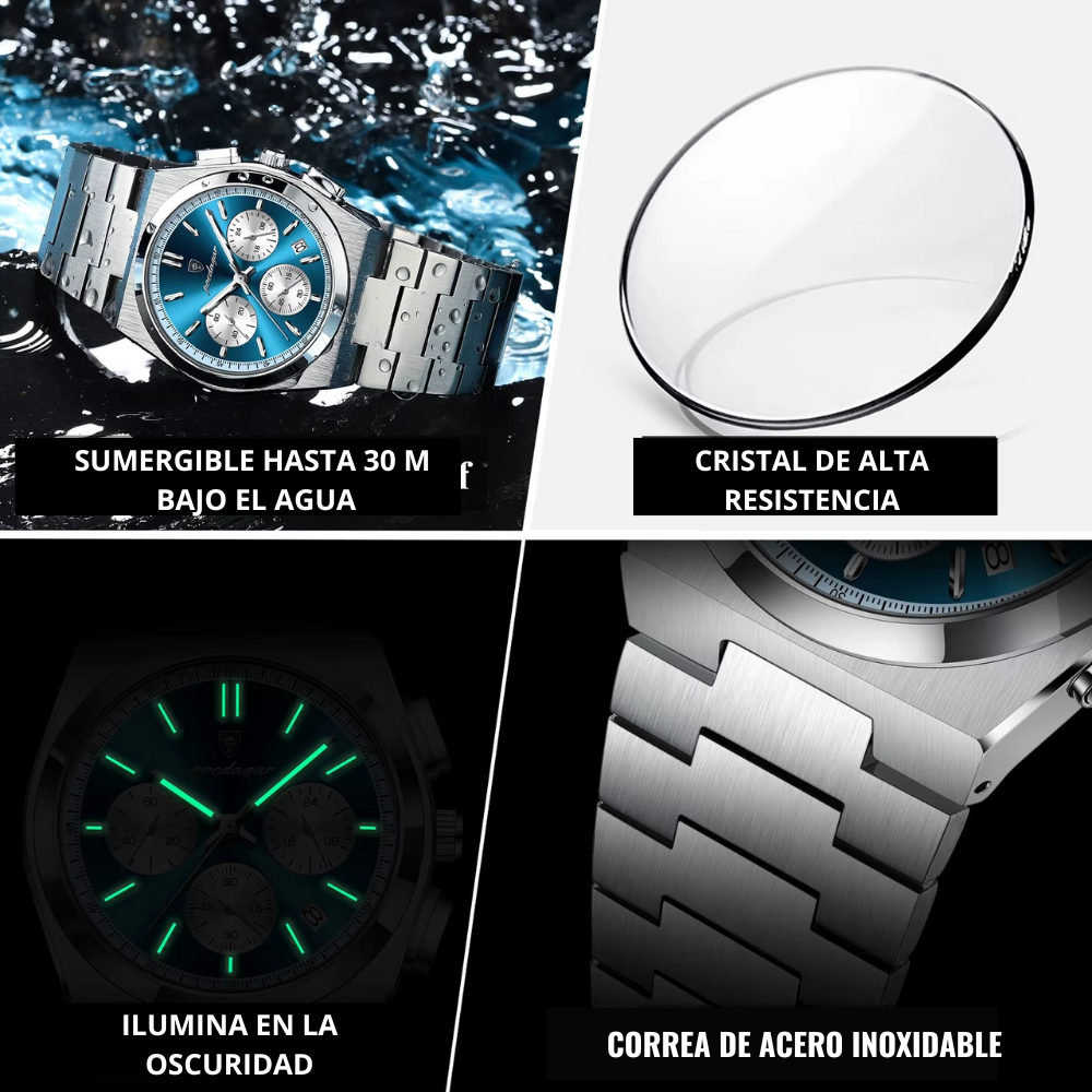 🔱RELOJ DE LUJO POEDAGAR TITANIUM AZUL💎