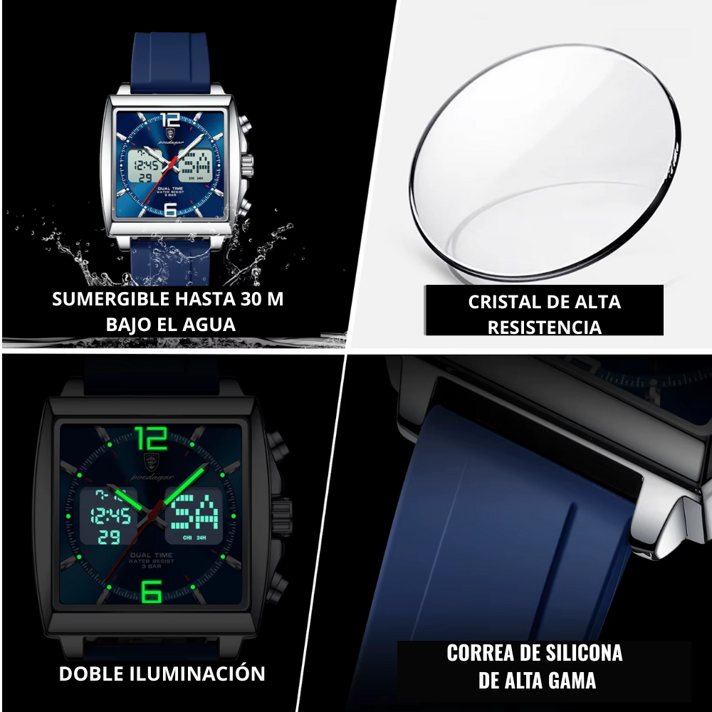⚡RELOJ DUALTIME POEDAGAR DE LUJO⚡