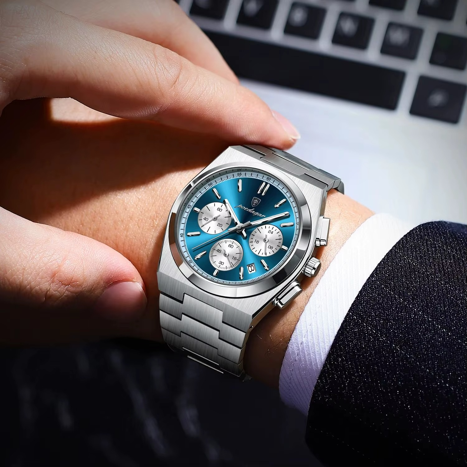 🔱RELOJ DE LUJO POEDAGAR TITANIUM AZUL💎