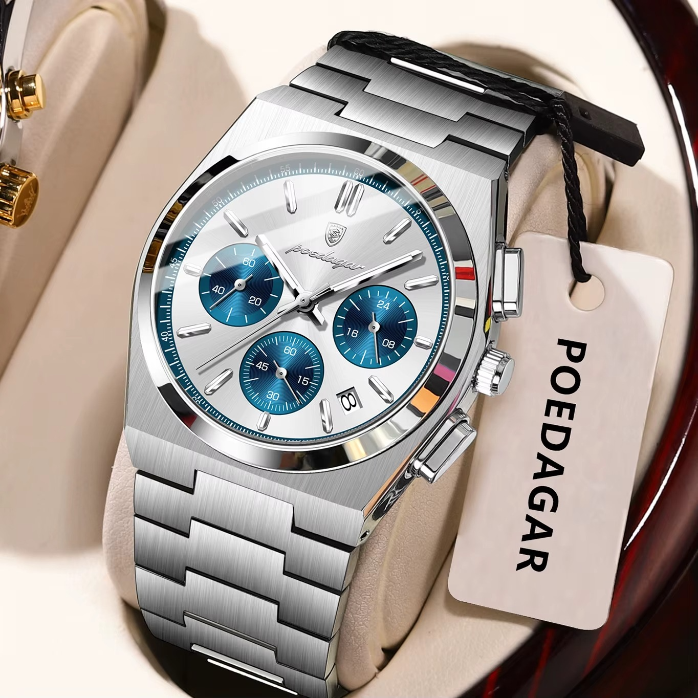 🔱RELOJ DE LUJO POEDAGAR TITANIUM BLANCO💎